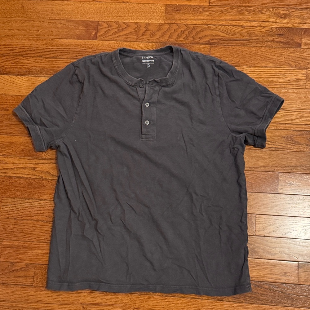 J Crew Men's Dark Gray Henley Tee